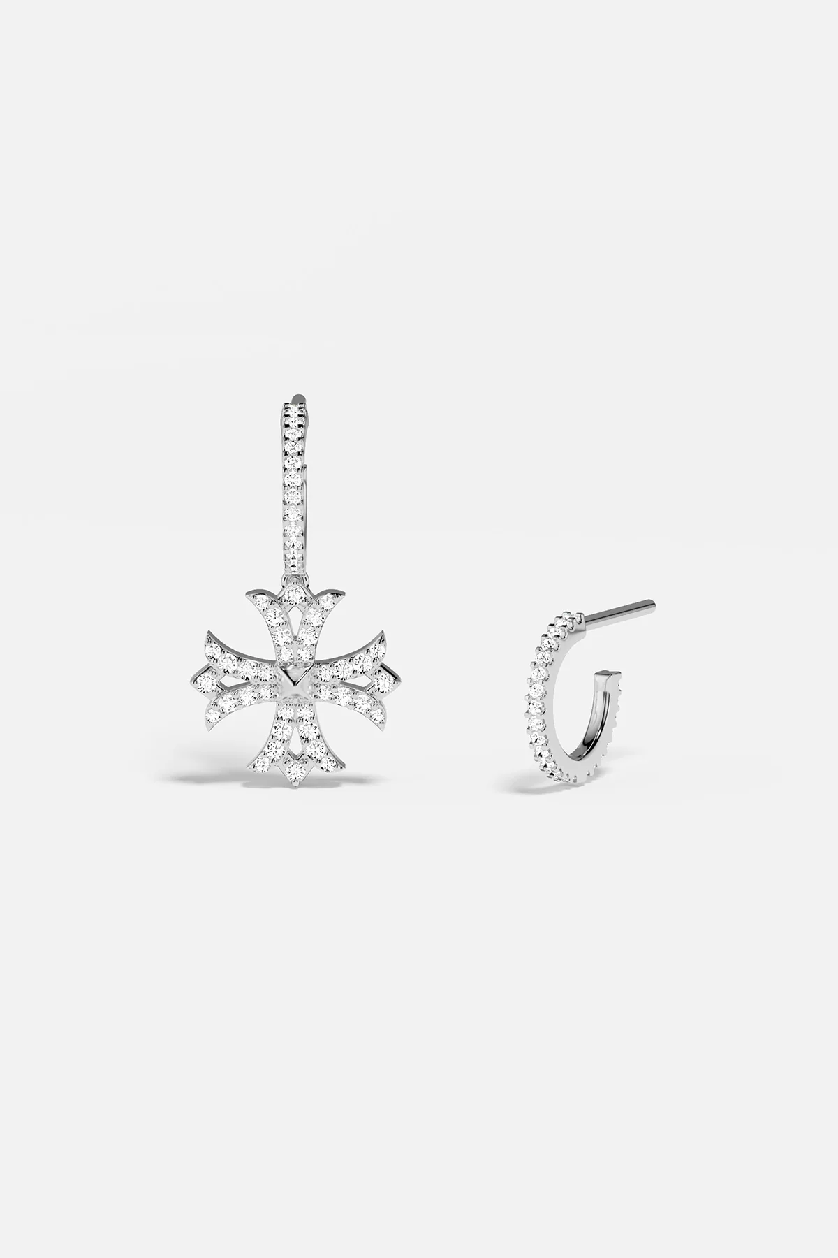 Cross Asymmetric Hoop Earrings