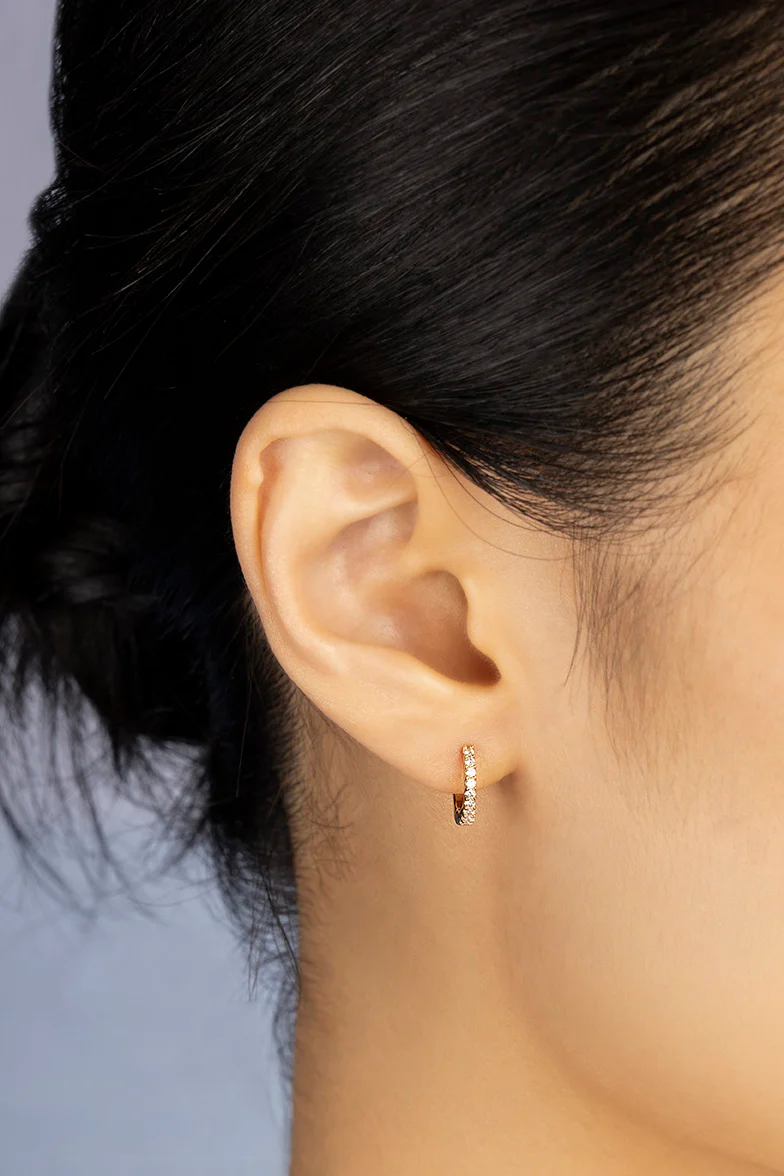 Pavé Gold Huggie Earrings - Image 2