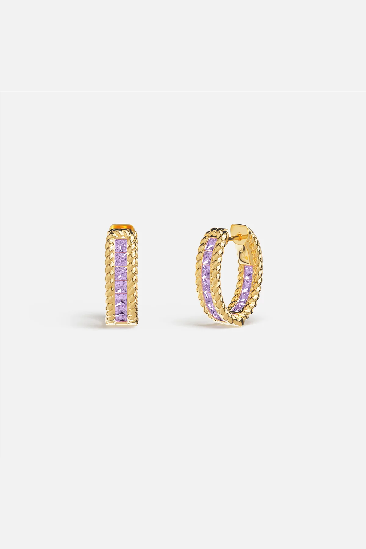 Lilac Torsade Pavé Hoop Earrings